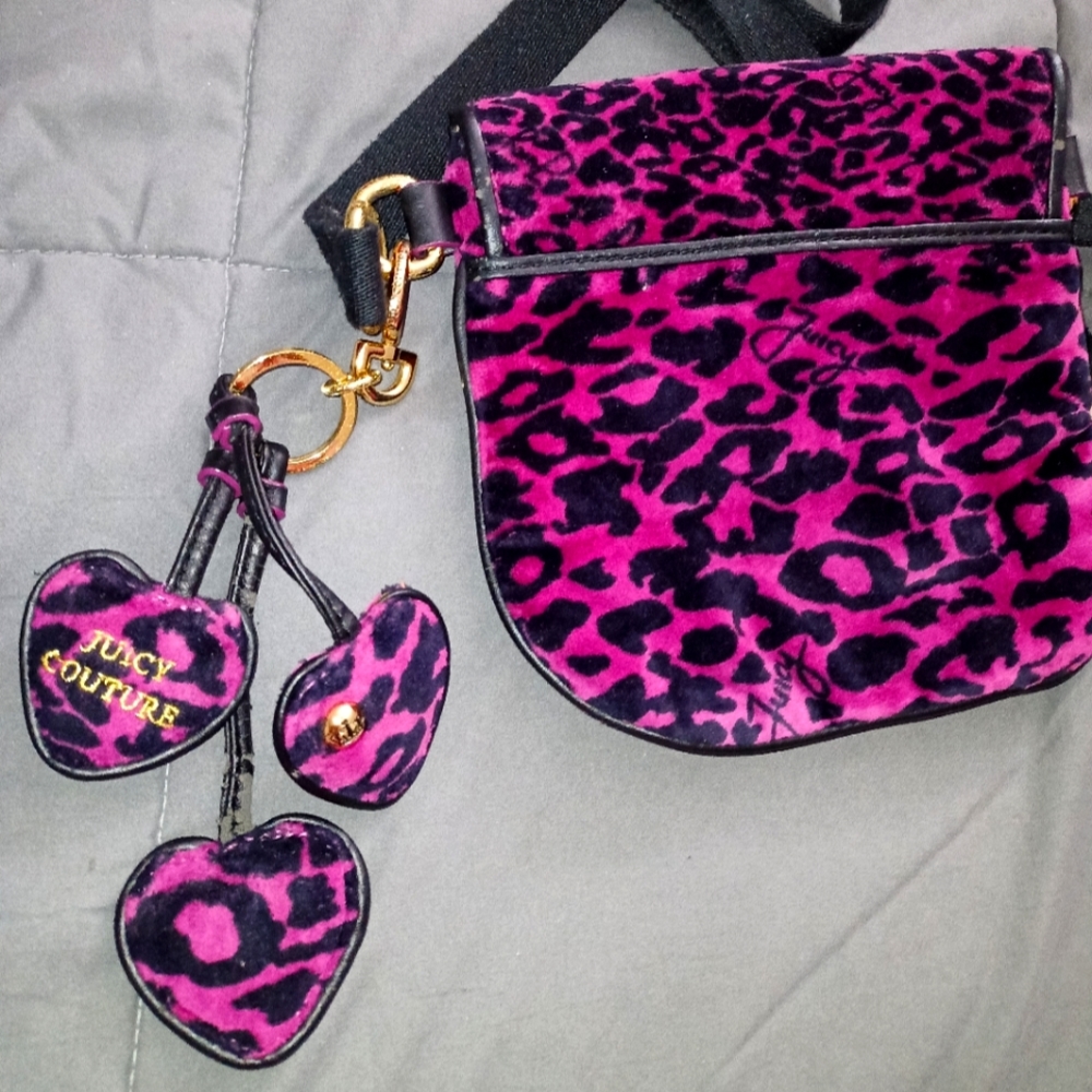 Vintage Juicy Couture Faux Fur Crossbody Bag Leopard Print